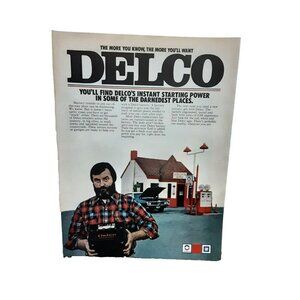 1973 Delco Car Battery Pontiac 68 GTO LeMans Garage Original Print Ad Vintage
